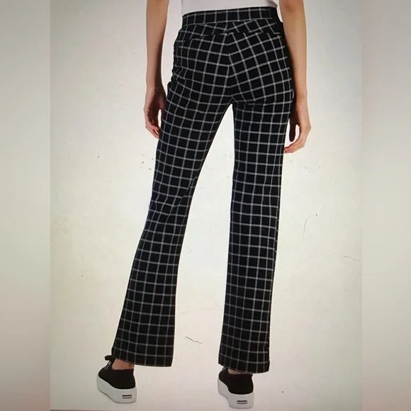 NWT Women’s Plaid Ponté-Knit Boot-Cut Pull-On Pants - Picture 2 of 16